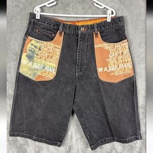 Vintage FUBU Platinum Muhammad Ali Graphic Pockets Denim Jean Shorts Mens Sz 36